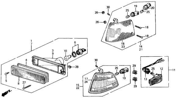 1991 Honda Civic Front Combination Light Diagram