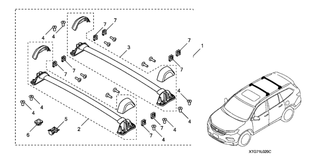 2020 Honda Pilot Roof Rack Diagram