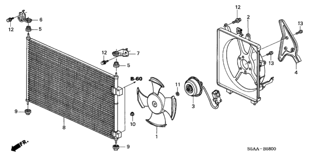 2004 Honda Civic 4 Door EX KA 5MT A/C Air Conditioner (Condenser) Diagram