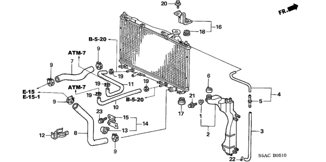 2005 Honda Civic Radiator Hose - Reserve Tank Diagram