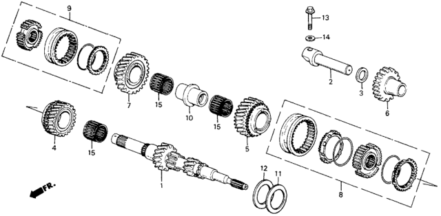 1991 Honda Civic 5 Door 4WD (1600) KA 5MT MT Mainshaft Gears 4WD Diagram