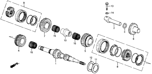 1991 Honda Civic MT Mainshaft Gears 4WD Diagram