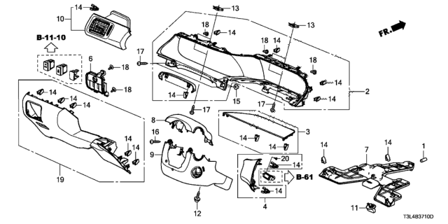 2014 Honda Accord 2 Door EX-L (NAVIGATION) KL CVT Instrument Panel Garnish (Driver Side) Diagram