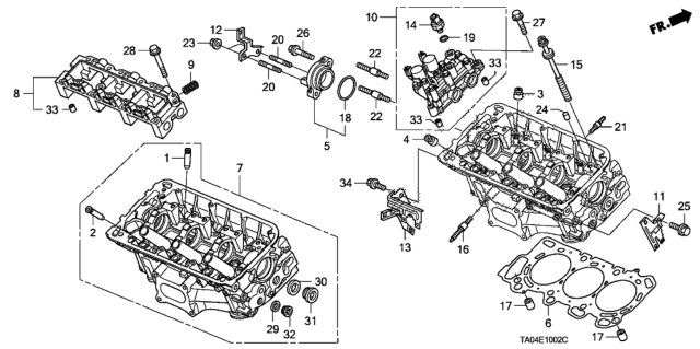 2009 Honda Accord Rear Cylinder Head (V6) Diagram