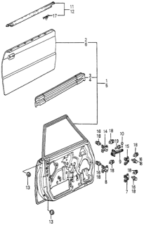 1985 Honda Accord Beam, L. FR. Door Skin Diagram for 75138-SA6-671ZZ