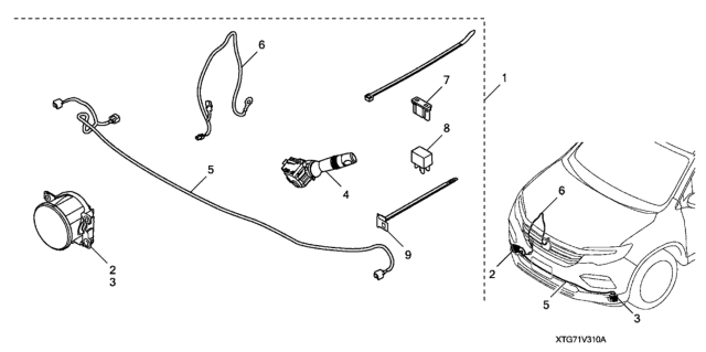 2020 Honda Pilot Foglight Assembly, Right Front Diagram for 33900-TEY-Y01