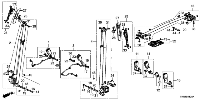 2022 Honda Odyssey Seat Belts (Front/Middle) Diagram