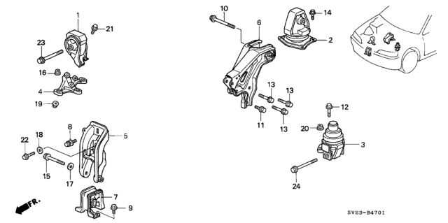 1994 Honda Accord 2 Door EX KA 5MT Engine Mount Diagram