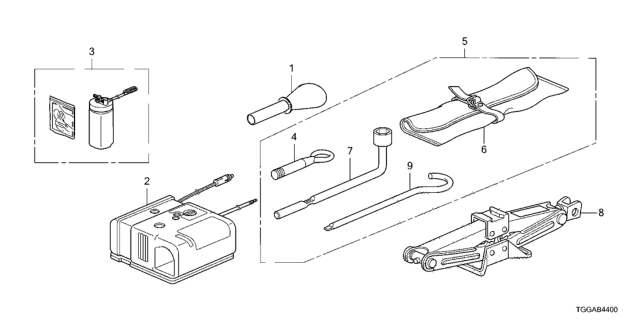 2021 Honda Civic Tools - Jack Diagram