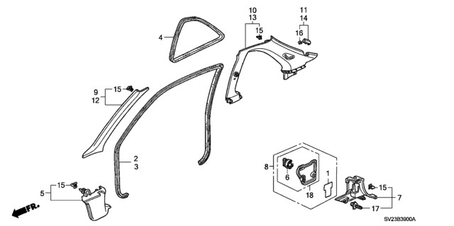 1996 Honda Accord Pillar Garnish Diagram