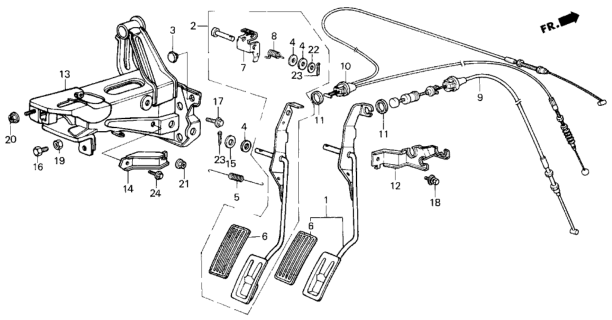 1987 Honda Civic Pedal Assy., Accelerator Diagram for 17800-SB2-670