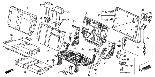 2004 Honda Pilot Rear Seat (Driver Side) Diagram