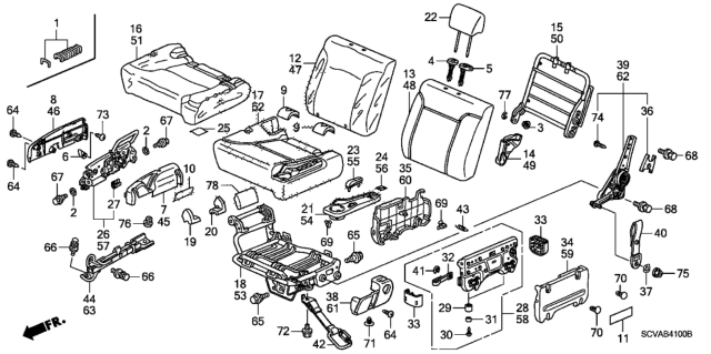 2008 Honda Element C-Clip Set, Trim Fastener (30 Pieces) Diagram for 04810-SB3-000