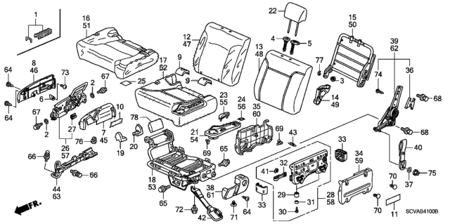 2008 Honda Element Frame, L. RR. Seat-Back Diagram for 82526-SCV-A01