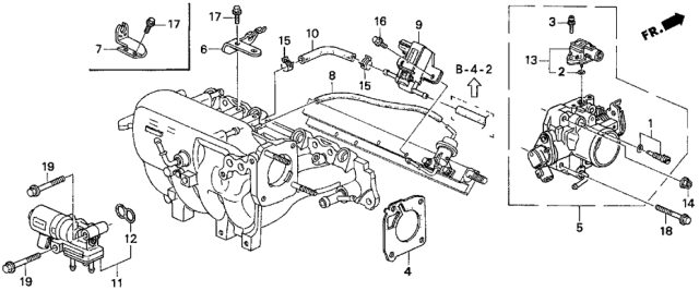 1997 Honda Del Sol Body Assembly, Throttle (Gf98C) Diagram for 16400-P30-A01