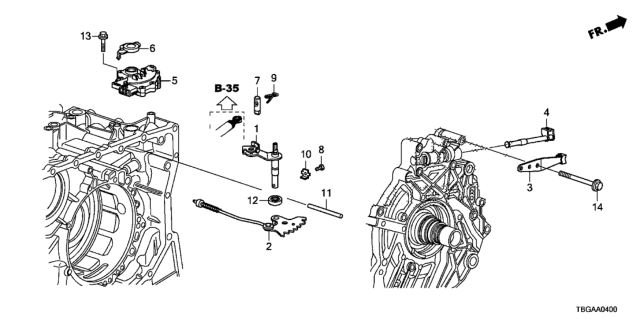 2020 Honda Civic AT Control Shaft - Position Sensor Diagram