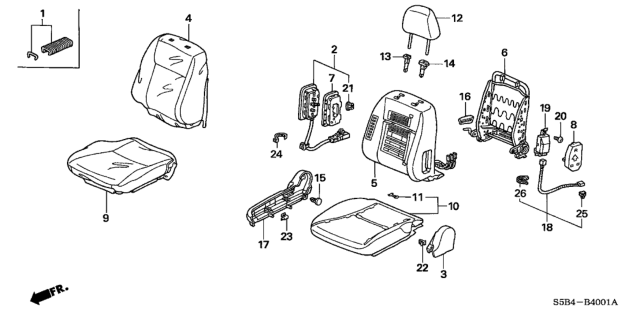 2005 Honda Civic Front Seat (Passenger Side) Diagram