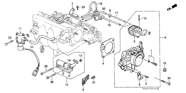 1990 Honda CRX 2 Door HF KH 5MT Throttle Body Diagram