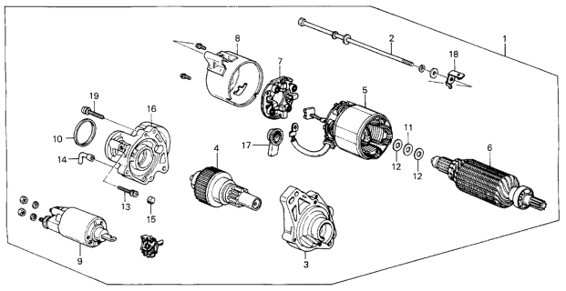 1986 Honda Civic Starter Motor (Mitsuba) (1.0KW) Diagram