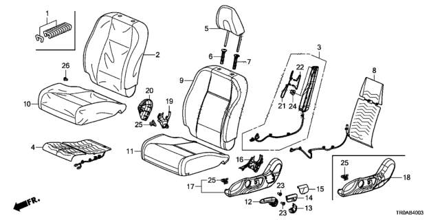 2013 Honda Civic Cover Set, Driver Side Trim (Graphite Black) (Side Airbag) Diagram for 04815-TR6-L90ZA