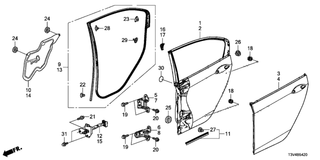 2014 Honda Accord Checker, Left Rear Door Diagram for 72880-T2A-003