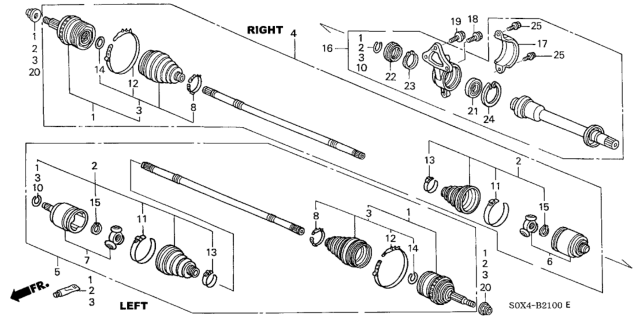 2004 Honda Odyssey Driveshaft Assembly, Driver Side Diagram for 44306-S0X-A52