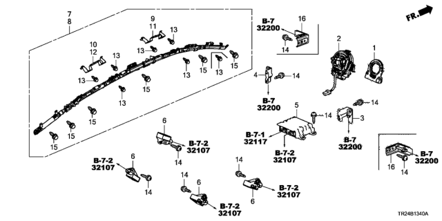 2012 Honda Civic Module Assembly, Passenger Side Curtain Airbag Diagram for 78870-TR0-A80