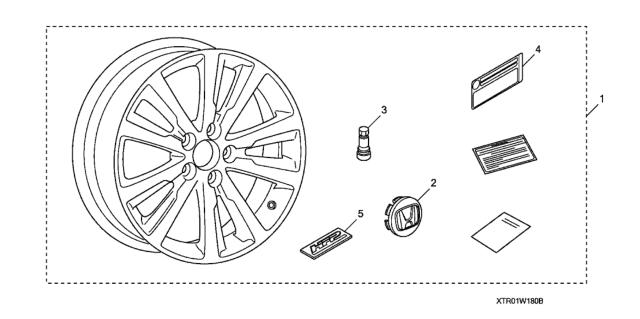 2014 Honda Civic 2 Door EX-L KA CVT Alloy Wheel (18") Diagram
