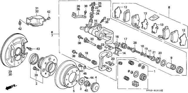 1997 Honda Accord Rear Brake (Nissin) Diagram