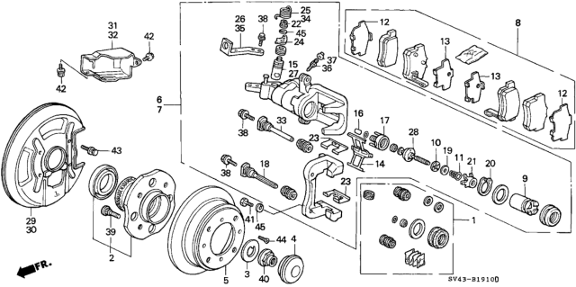 1997 Honda Accord Mudguard, Left Rear Diagram for 43254-SV1-951