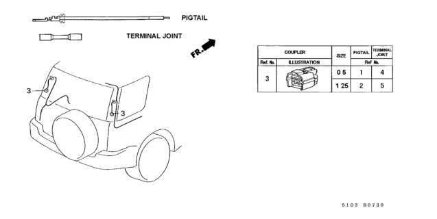 1997 Honda CR-V Electrical Connector (Rear) Diagram