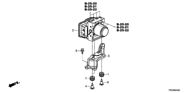 2012 Honda Civic Modulator Assembly, Vsa Diagram for 57110-TR0-345