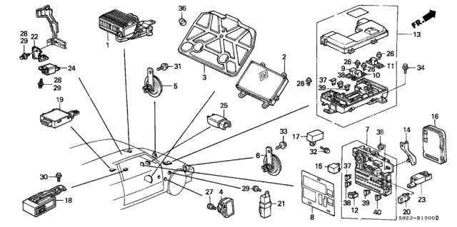 1989 Honda CRX Label, Fuse Diagram for 38205-SH3-A00