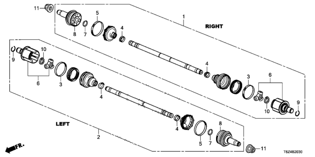 2020 Honda Ridgeline Driveshaft Assembly-, R Diagram for 42310-T6Z-A03