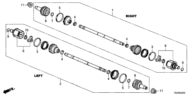2017 Honda Ridgeline 4 Door RTL (AWD) KA 6AT Rear Driveshaft Diagram