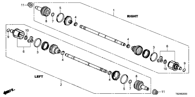 2017 Honda Ridgeline Shaft Assembly, R Drive Diagram for 42310-T6Z-A02