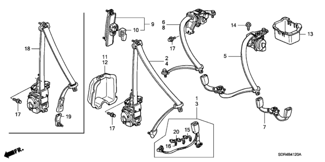 2007 Honda Accord Hybrid Protector, R. FR. Seat Belt Diagram for 81491-SDA-A10