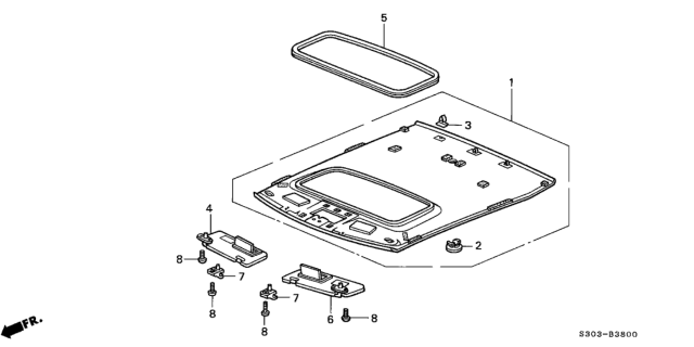 1999 Honda Prelude 2 Door BASE KA 5MT Roof Lining Diagram