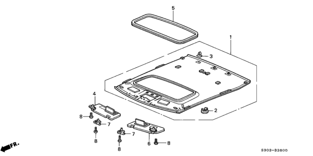 1997 Honda Prelude Lining Assy., Roof *YR169L* (Sunroof) (MILD BEIGE) Diagram for 83200-S30-J01ZC