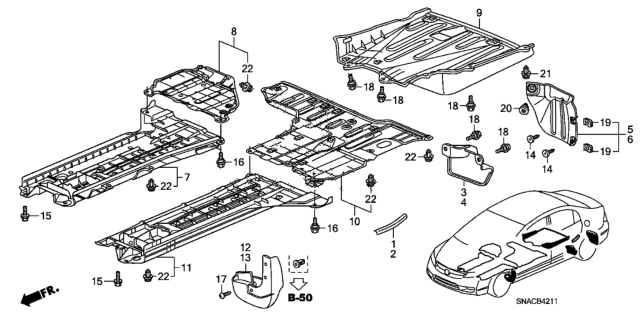 2010 Honda Civic Cover, R. Middle Floor (Lower) Diagram for 74621-SNA-A00
