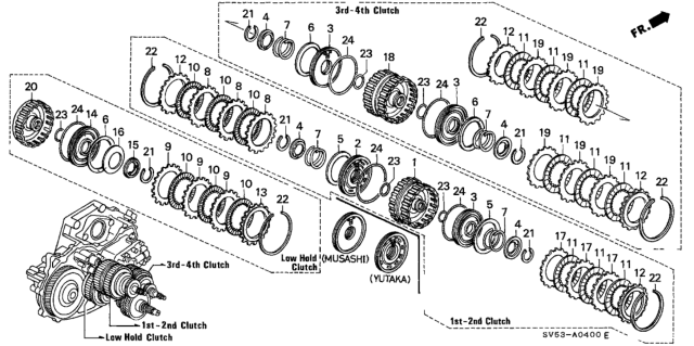 1994 Honda Accord 5 Door LX (ABS) KA 4AT AT Clutch Diagram