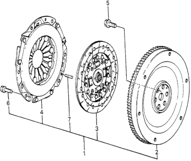1982 Honda Prelude 2 Door ** KH 5MT 5MT Clutch - Flywheel Diagram