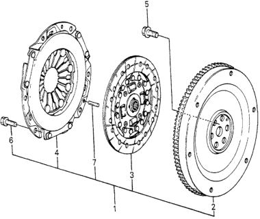 1982 Honda Prelude 5MT Clutch - Flywheel Diagram