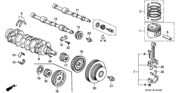 1994 Honda Accord Crankshaft - Piston Diagram