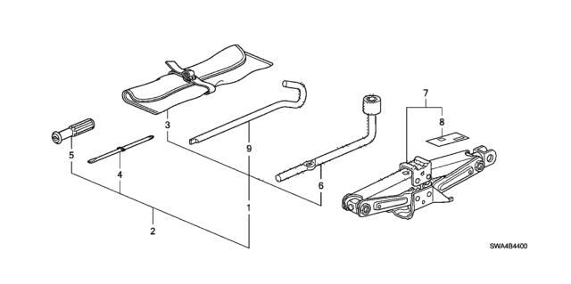 2010 Honda CR-V Jack Assy., Pantograph Diagram for 89310-SYE-A01