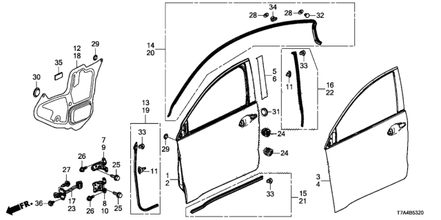 2020 Honda HR-V Checker, Right Front Door Diagram for 72340-T7W-A11