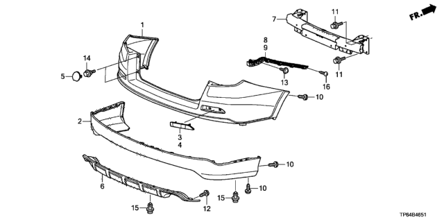 2014 Honda Crosstour Rear Bumper Diagram