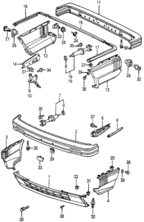 1983 Honda Accord 3 Door LX KA HMT Bumper Diagram