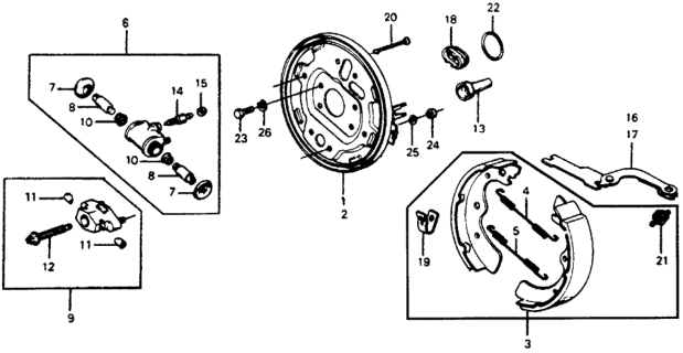 1977 Honda Accord 3 Door STD KH HMT Rear Brake Shoe Diagram