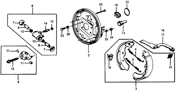 1978 Honda Accord Shoe Kit, Brake Diagram for 06043-671-000